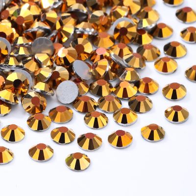 Meibite Gold Flatback Rhinestones, Glass Rhinestones for Nail Art and Craft, Glue Fix, Loose Crystal Gemstones(Gold, SS20, 1440pcs, 4.6-4.8mm)