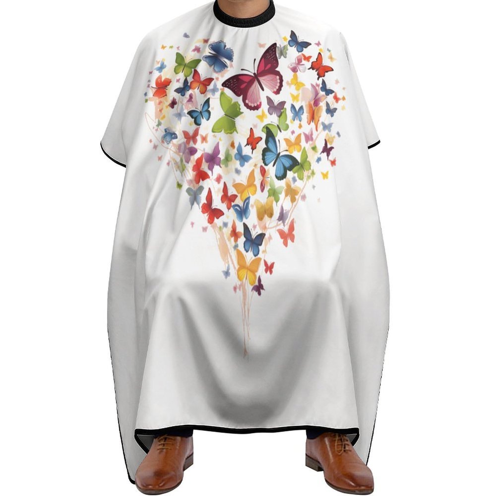 GTABVECT Butterfly Heart Professional Barber Cape Polyester Hair Cutting Salon Cape Water Stain Resistant Apron Cutting Hair Beard Hairdressing Cape Anti-Static Haircut 56.766.9 Inch (1 Pack)