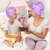 Basumee Microfiber Hair Towel Wrap for Kids 2 Pack Rapid Drying Hair Towel with Button Hair Turbans for Wet Hair Wraps Head Towel Wrap for Women and Girls, Pink Purple Butterfly view 3