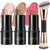 3 Pcs Cream Contour Stick Makeup Kit, Shades with Highlighter, Blush and Bronzer Contour Stick for Sculpt the Cheeks, Waterproof, Matte & Dewy Finish (Fair-Light,#03+#09+#12) view 1