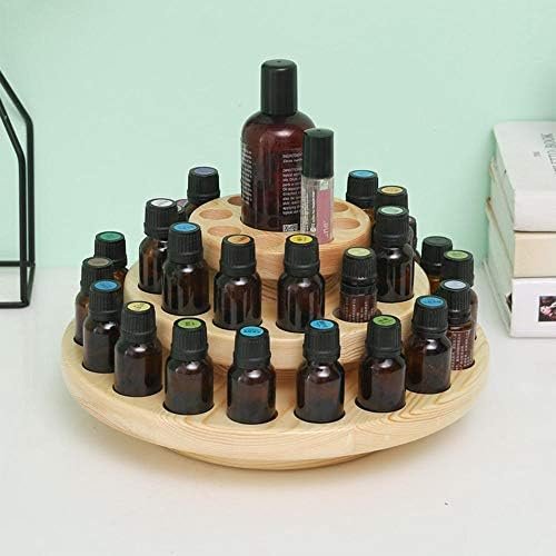 3 Layers Wooden Essential Oil Box, Storage Holds Organizer 39 Compartment Essential Oil Container, Aromatherapy Round Rotating Display Rack (#1)