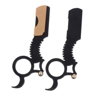 Housoutil Manual Beard Making Accessories 2pcs Beard Shaving Razor Kit Barber's Manual Razor Easy to Use Carry for Travel