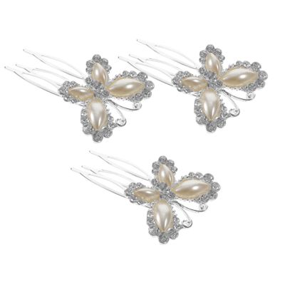 Angoily 3pcs Bridal Rhinestone Hair Comb Hair Side Comb for Women Butterfly Rhinestone Hairpin for Wedding
