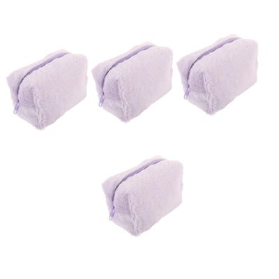2pcs Pouch Bag Women Make Cosmetic for Travel Fluffy Cosmetics Portable Men Makeup, Purplex4pcs, 18x9.5cmx4pcs