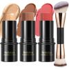 3 Pcs Cream Contour Stick Makeup Kit, Shades with Highlighter, Blush and Bronzer Contour Stick for Sculpt the Cheeks, Waterproof, Matte & Dewy Finish (Medium,#04+#07+#14) view 1