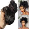 oulaer 360 Lace Brazilian Curly Human Hair Wig HD Transparent Lace Front Wig Pre Plucked Remy Hair 150% Density Natural Color Kinky Curly Human Hair Glueless Wigs with Baby Hair Bleached Knots 18inch view 3