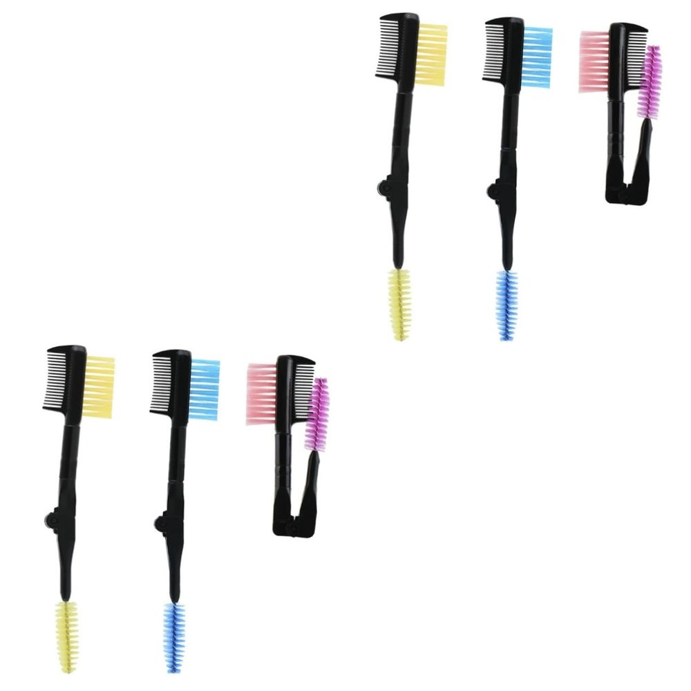 DOITOOL 6pcs Eyebrow Brush Fashion Eyebrow Comb Double Head Eyelash Comb Eyelash Curler Fine Tooth Detangler Brush Safe Material Portable for Women Girls Ladies