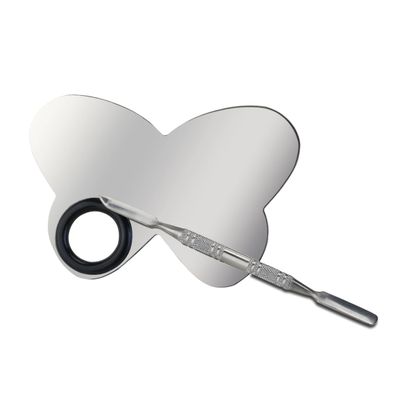 Angoily Stainless Steel Nail Art Palette with Spatula Professional Makeup Mixing Tool for Blending Foundation Pigments and Cosmetics Easy to Clean and Travel-friendly