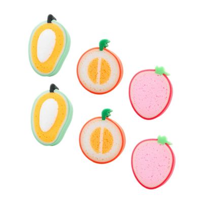 Angoily 6pcs Fruit-Shaped Bath Sponges for Adults Soft Comfortable Washing Sponges Exfoliating Bathing for Strawberry Mango Orange