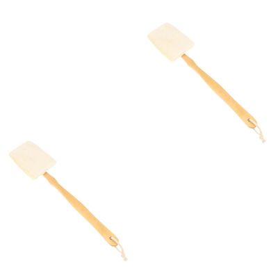 Angoily 2pcs Loofah Bath Brush Handle Dual-Sided Exfoliating Shower Scrubber for Deep Cleansing for Hard Reach Areas Bathing Tool for All Seasons