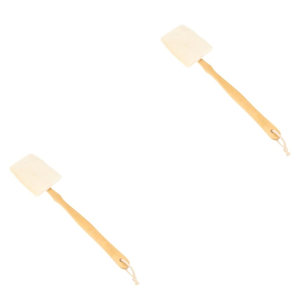 Angoily 2pcs Loofah Bath Brush Handle Dual-Sided Exfoliating Shower Scrubber for Deep Cleansing for Hard Reach Areas Bathing Tool for All Seasons