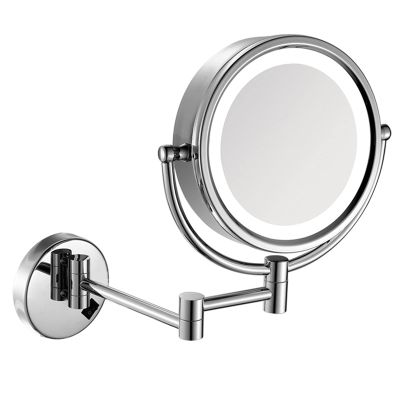 8.5 Inch Wall Mounted LED Lighted Makeup Mirror with Magnification, Chrome Finish Double Sided Shaving Vanity Mirror, Plug Powered,5X (Color : 7X)