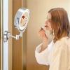 8.5 Inch Wall Mounted LED Lighted Makeup Mirror with Magnification, Chrome Finish Double Sided Shaving Vanity Mirror, Plug Powered,5X (Color : 7X) view 3