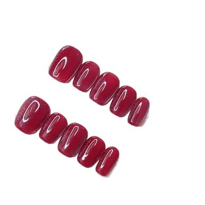 NALoRa Handmade Press On Nails-Short Red Cat Eye with Removable and Reusable Design for Luxury and Elegant Nail enhancement (Color : M)