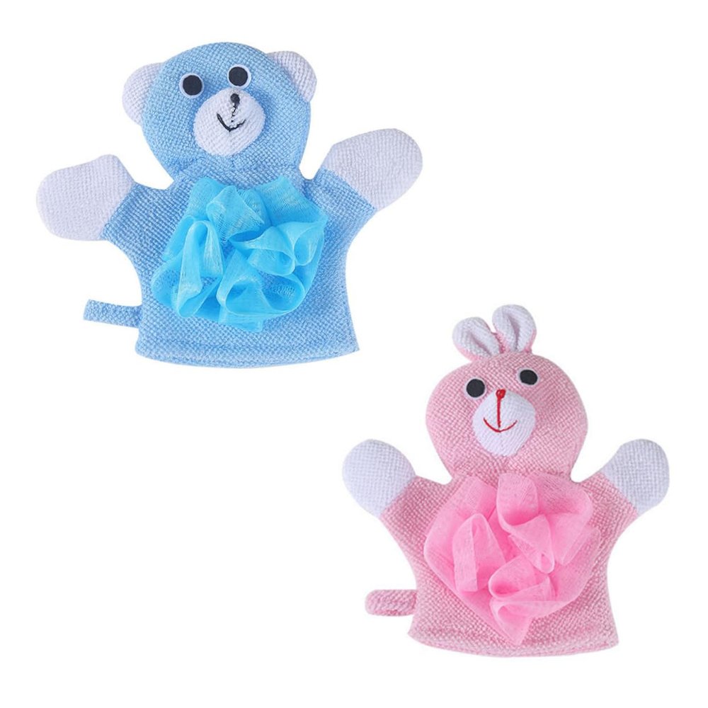 Angoily 2pcs Cartoon Bath Skin Scrubbers for Boy Girl Exfoliating Bath Towels with Foaming Design Cute Pink Rabbit Gentle Cleaning for Fun Bathing Experience