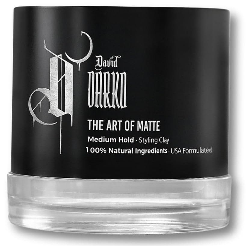 David Darko Hair Clay for Men  100% Natural Matte Finish | Medium Hold, Easy to Wash Out | Texturizing & Styling Clay | USA-Formulated 2.82 oz