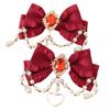 TTYAO REII Hair Bow Clips for Women 2Pcs Yarn Bowknot Duckbill Clip with Pearl Tassels Hair Accessories for Girls Birthday Gifts (Wine Red) view 1