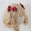 TTYAO REII Hair Bow Clips for Women 2Pcs Yarn Bowknot Duckbill Clip with Pearl Tassels Hair Accessories for Girls Birthday Gifts (Wine Red) view 2