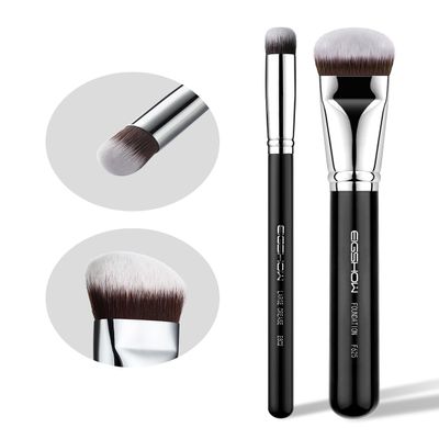 EIGSHOW Crease Eyeshadow Brush & Foundation Brush PRO Slanted for Liquid Mask Kabuki Brush with Fiber Unique Head Shape Perfect for Liquid, Cream and Powder - Buffing, Blending, Face Brush