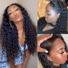mdgfge Water Wave Lace Front Wigs Pre Plucked Human Hair Transparent Wave Frontal Wigs Glueless Curly Wigs for Black Women Brazilian Virgin Remy Hair 180 Density Curly Natural Color (26 Inch) view 2