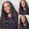 mdgfge Water Wave Lace Front Wigs Pre Plucked Human Hair Transparent Wave Frontal Wigs Glueless Curly Wigs for Black Women Brazilian Virgin Remy Hair 180 Density Curly Natural Color (26 Inch) view 4