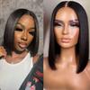 2X6 Deep Parting SKINLIKE Real HD Human Hair Short Bob Wigs Pre Plukced 0.10mm Ultra-thin Invisible Swiss HD Lace Closure Single Knot Undetectable Melted Lace Closure Wigs 180% Density 12Inch view 1