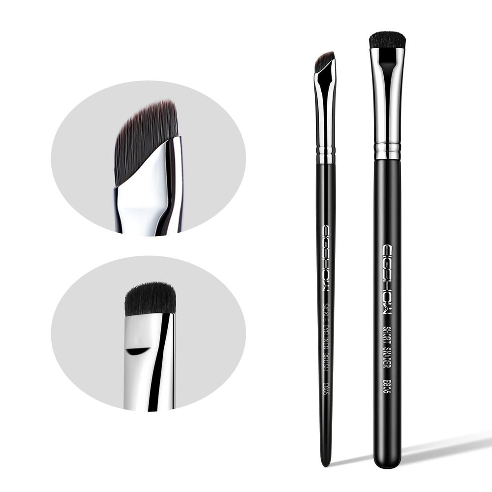 EIGSHOW Eyeshadow Smudge Brush & Eyeliner Brush Short Shader Precision Makeup Brush High-End Small Eyeshadow Brush for Creasing & Cat Eye Makeup Look - Premium Quality Sickle Angled Eyeliner Brush