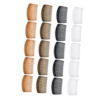Angoily 20pcs Plastic Side Hair Combs Teeth Styling Combs for Women for Weddings Parties and Everyday Use Black White Dark Brown and Light Brown