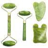 Bibabala 4-PCS Face Roller and Gua Sha Set, Skin Care Roller, Jade Roller Set, Face Stone Facial Roller Massage Tool for Face Eyes Neck Body, Smooth Wrinkles & Eye Puffiness(Green) view 1