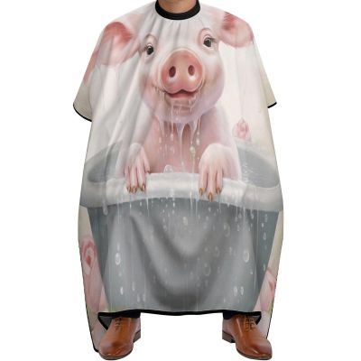 Pink Pig Cute Professional Barber Cape,Polyester Hair Cutting Salon Cape,Water And Stain Resistant Apron,Cutting Hair Beard Hairdressing Cape Anti-Static Haircut,56.766.9 Inch (1 Pack)