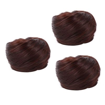 Angoily 3pcs Synthetic Hair Chignon Bun Wig Chocolate Hairpiece for Women Easy to Use Updo Tool for Volume and Fullness for Daily Wear