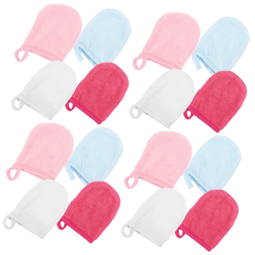Angoily 4sets Household Facial Glove Reusable Cleaning Gloves Face Wash Mitts Gentle Exfoliating Glove Makeup Supply 4pcs*4