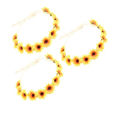 SHERCHPRY 3pcs Floral Headband Elegant Yellow Flower Headpiece for Weddings Festivals Parties and Photo Shoots Lightweight and Comfortable Hair Garland Wreath for Special Occasions