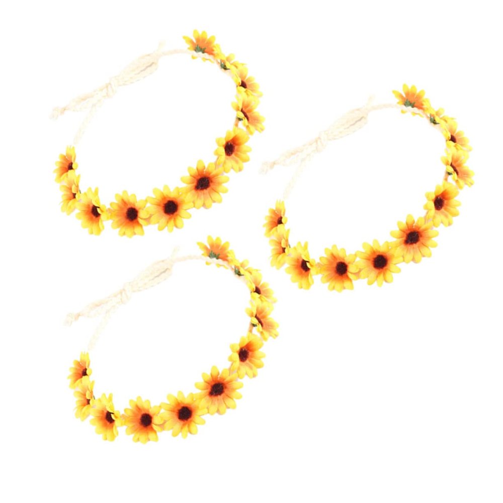 SHERCHPRY 3pcs Floral Headband Elegant Yellow Flower Headpiece for Weddings Festivals Parties and Photo Shoots Lightweight and Comfortable Hair Garland Wreath for Special Occasions
