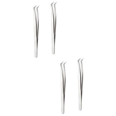 balacoo 4pcs Eyelash Extension High Precision Grafting Tools for Salon and Makeup Silver Design for Easy Isolation and Application for Weddings and Photoshoots