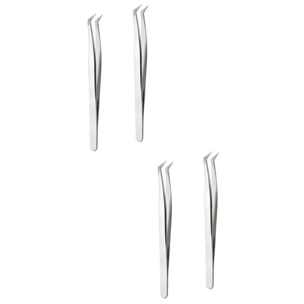 balacoo 4pcs Eyelash Extension High Precision Grafting Tools for Salon and Makeup Silver Design for Easy Isolation and Application for Weddings and Photoshoots