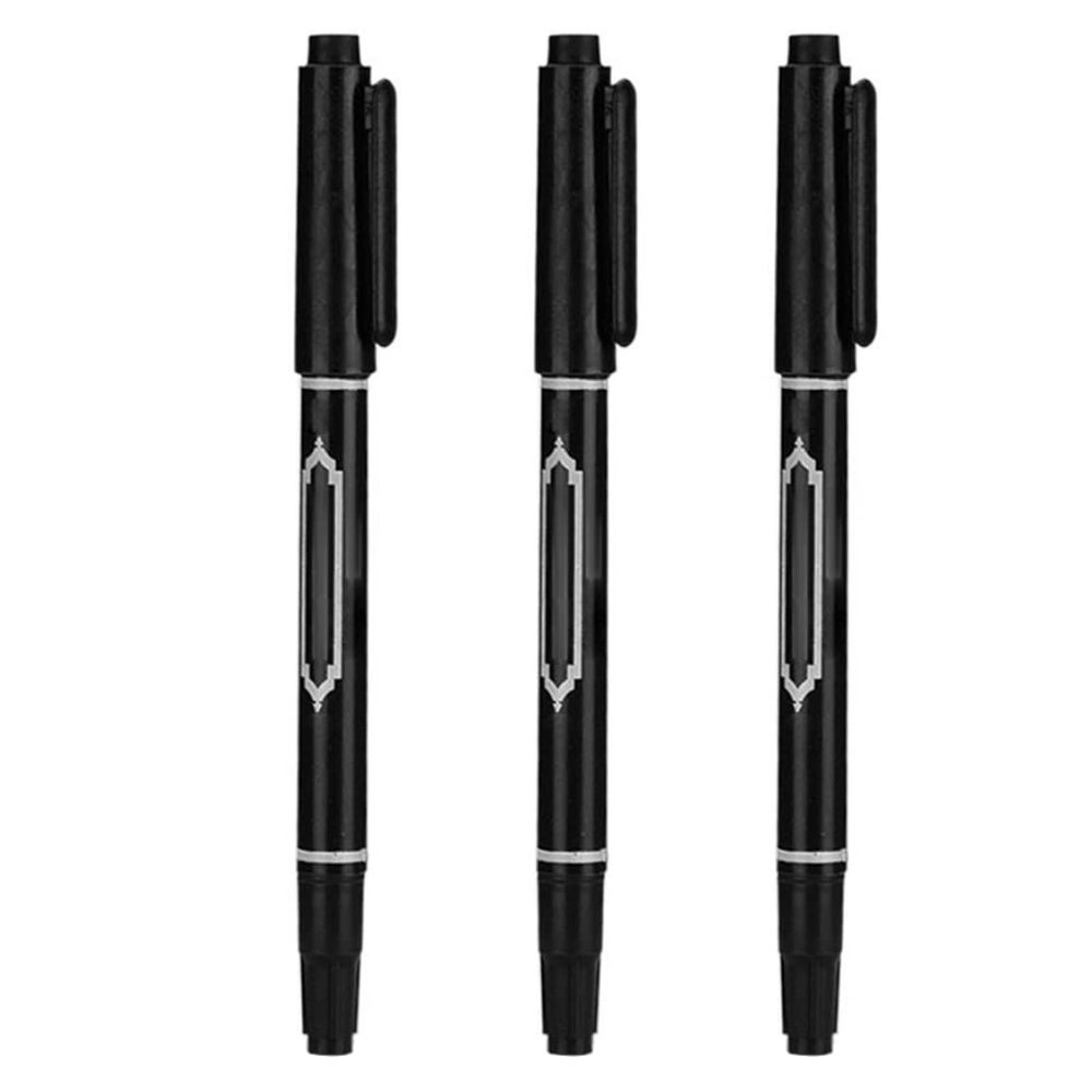 XJKLBYQ Temporary Tattoo Markers for Skin, 3PCS 5.39 Inch Waterproof Skin Marking Pencil Fine Point Body Ink Pen Double Head Tattoo Marker Pen Easy to Color Black