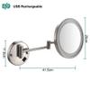 FJYDM Makeup Mirror Wall Mount 5X Magnifying USB Rechargeable Cosmetic Mirror 180 Swivel Extendable Single Sided Vanity Mirror (Color : Chrome) view 2