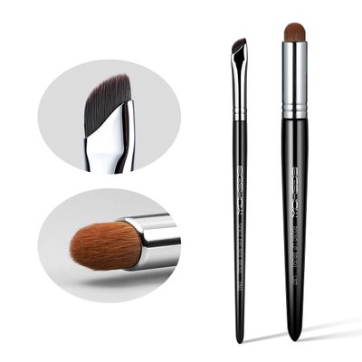 EIGSHOW Lip Brush &Eyeliner Brush, EIGSHOW Sickle Angled Eyeliner Brush Gel Eye Liner Makeup Brush for Precise Eyeliner Eyebrow Eyelid Ultra Thin with Curved Bristle - Black
