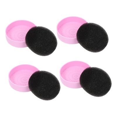Angoily 4pcs Makeup Brush Cleaning Box Sponge Tool for Quick Removal Portable and Reusable Cosmetic Brush Cleaner for Eyeshadow and Powder Makeup