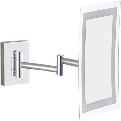 Vanity Mirror with Lights Wall Mount, Makeup Mirror 3X Magnification Cosmetic Mirror Square Bathroom Mirror Shaving in Bedroom,Silver_Hardwired Connection (Color : Silver, Size : Hardwired connectio