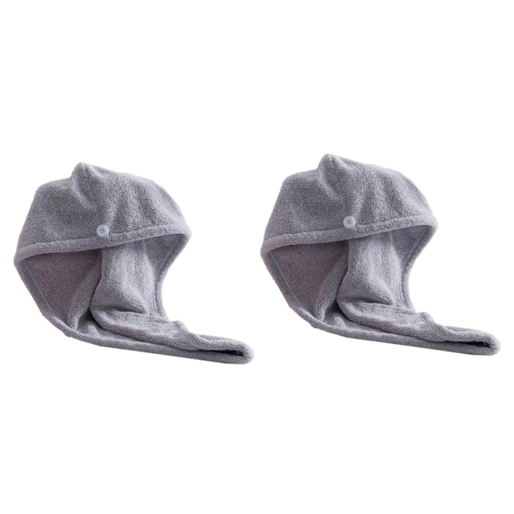 DOITOOL 2pcs Creative Hair Drying Cap Absorbent Hair Towel Wrap for Quick Dry Grey
