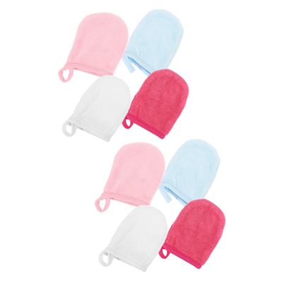 Angoily 8pcs Efficient Makeup Remover Mitts Microfiber Face Scrubbing Gloves for Eye Facial Makeup Gentle Comfortable for Women