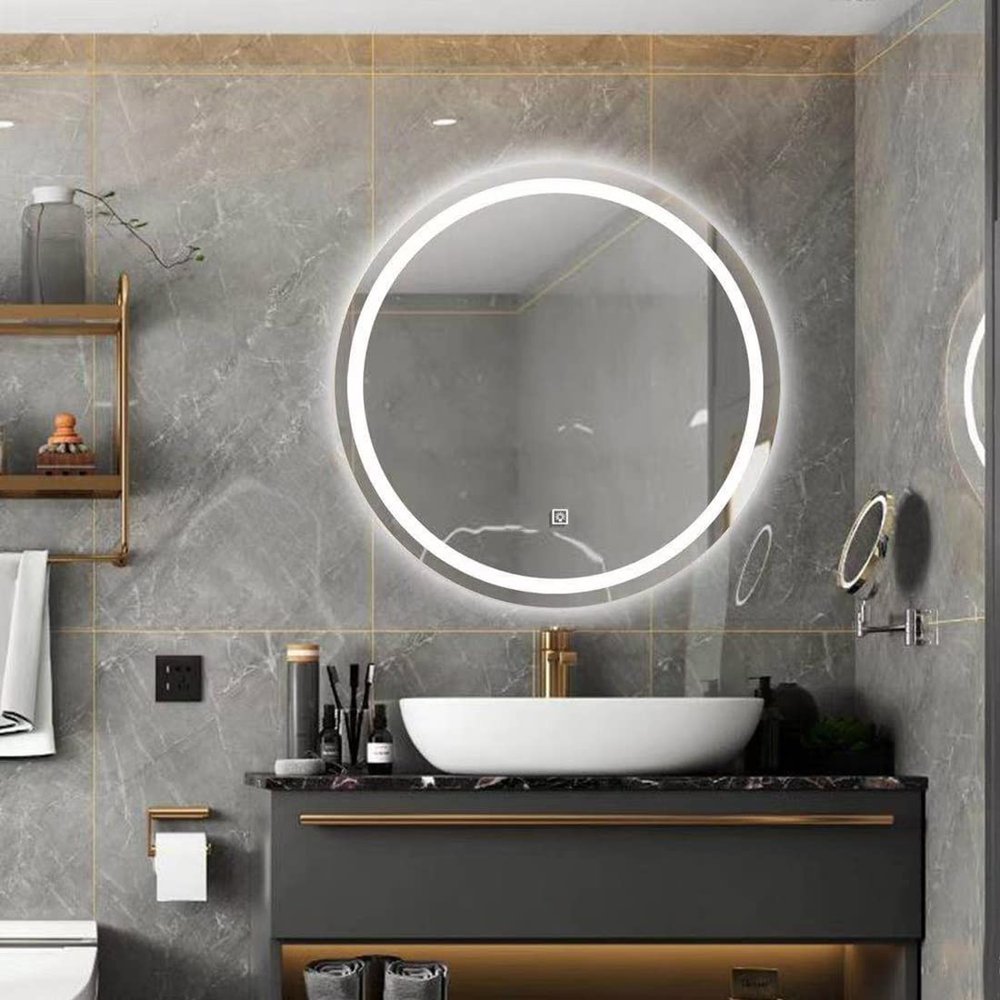 Vanity Mirror With Lights,LED Bathroom Mirror Round,bathroom Mirrors For Wall,circle Mirror,Polished Frameless Wall Mirror For Bathroom, Vanity, Bedroom,White/Warm Light ( Color : Warm Light+dimming ,