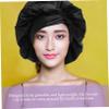 Angoily Women Satin Shower Cap Bow Extra Large Bathing Cap for Hair Elastic Design for Curls Stylish and Comfortable for Face Washing and Salon Use view 4