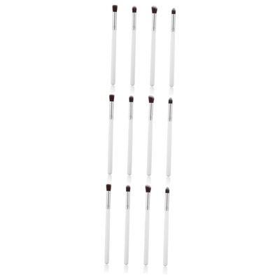 DOITOOL 12pcs Eyeshadow Brush Set Soft Horse Hair Makeup Tools for Blending Lip Eye and Blush Application Portable Cosmetic Kit White Silver for Travel