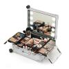Rolling Makeup Case Professional Makeup Train Case With Mirror And Lights Portable Train Case Dimmable LED Bulbs Travel Cosmetic Suitcase Vanity Beauty Box, Aluminium Make Up Case Black ( Color : Dazz view 2