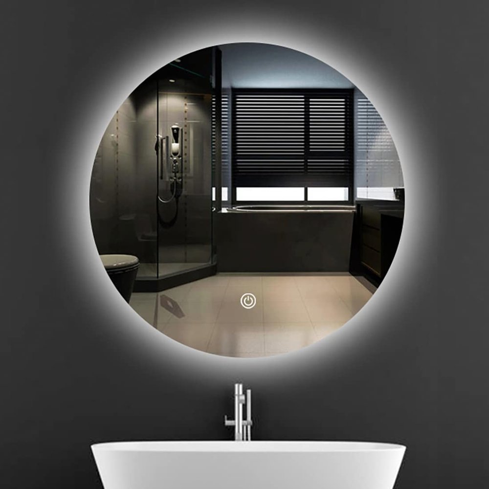 LED Bathroom Mirror Round,Round Bathroom Vanity Mirror With Lights,bathroom Mirrors For Wall,vanity Mirror With Lights,Polished Frameless Wall Mirror For Bathroom, Vanity, Bedroom ( Color : Warm Light