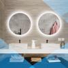 LED Bathroom Mirror Round,Round Bathroom Vanity Mirror With Lights,bathroom Mirrors For Wall,vanity Mirror With Lights,Polished Frameless Wall Mirror For Bathroom, Vanity, Bedroom ( Color : Warm Light view 4