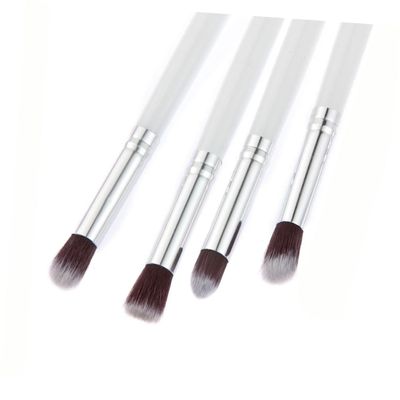 DOITOOL 4pcs Eye Makeup Brush Set Soft Horse Hair Blending and Pencil Brushes for Eyeshadow Lip and Blush Application Portable Cosmetic Tool Kit White and Silver